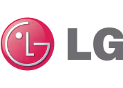 LG company logo with red circle containing white stylized letters and gray text reading 'LG'.