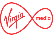 Virgin Media logo with red stylized text forming an infinity loop.
