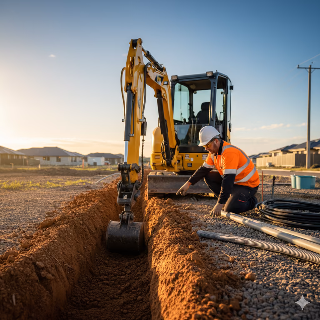 AusConnect trenching and ploughing services for underground infrastructure installation.”