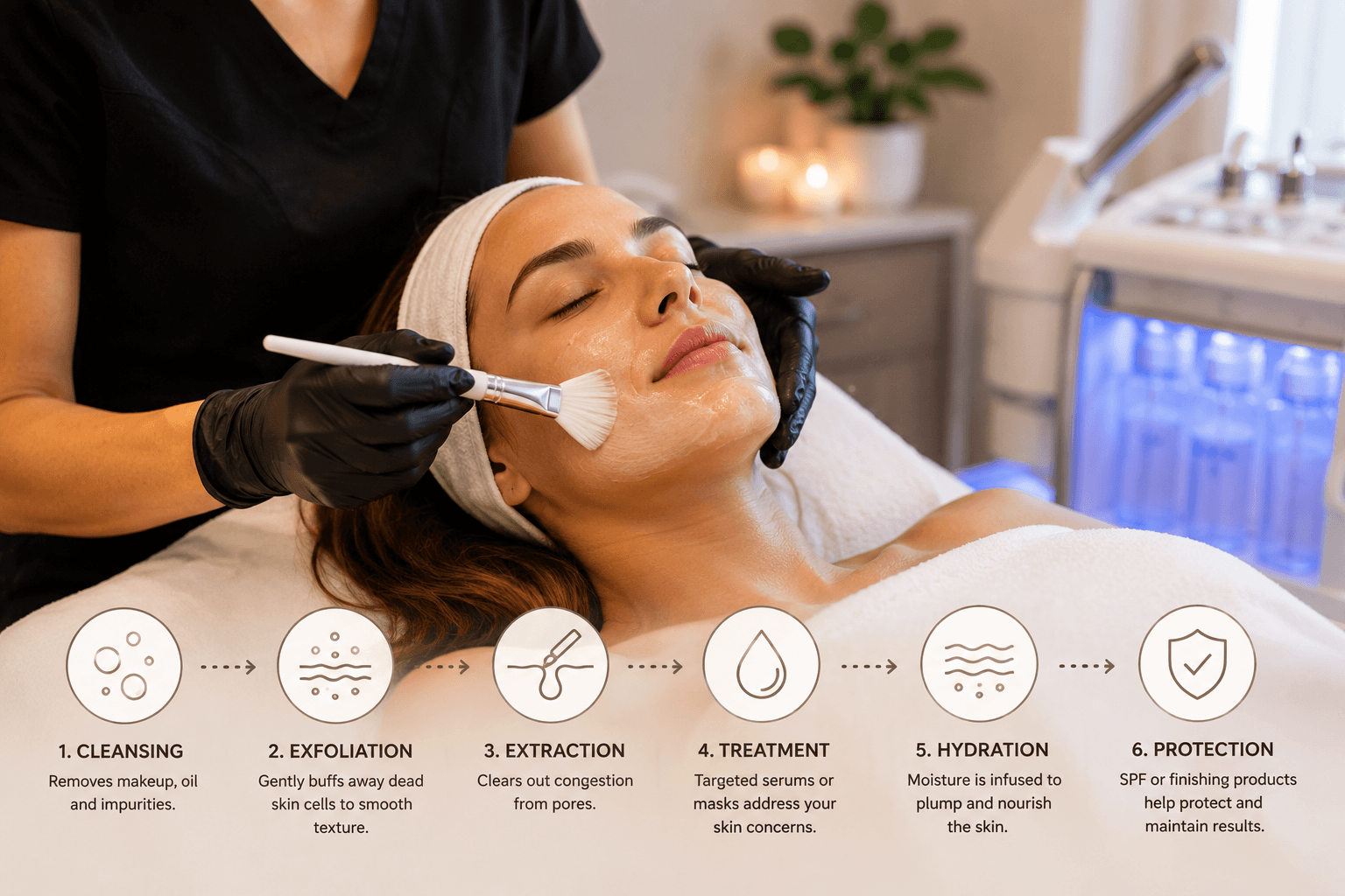 Client relaxing during a professional facial treatment at a Westlake Village med spa