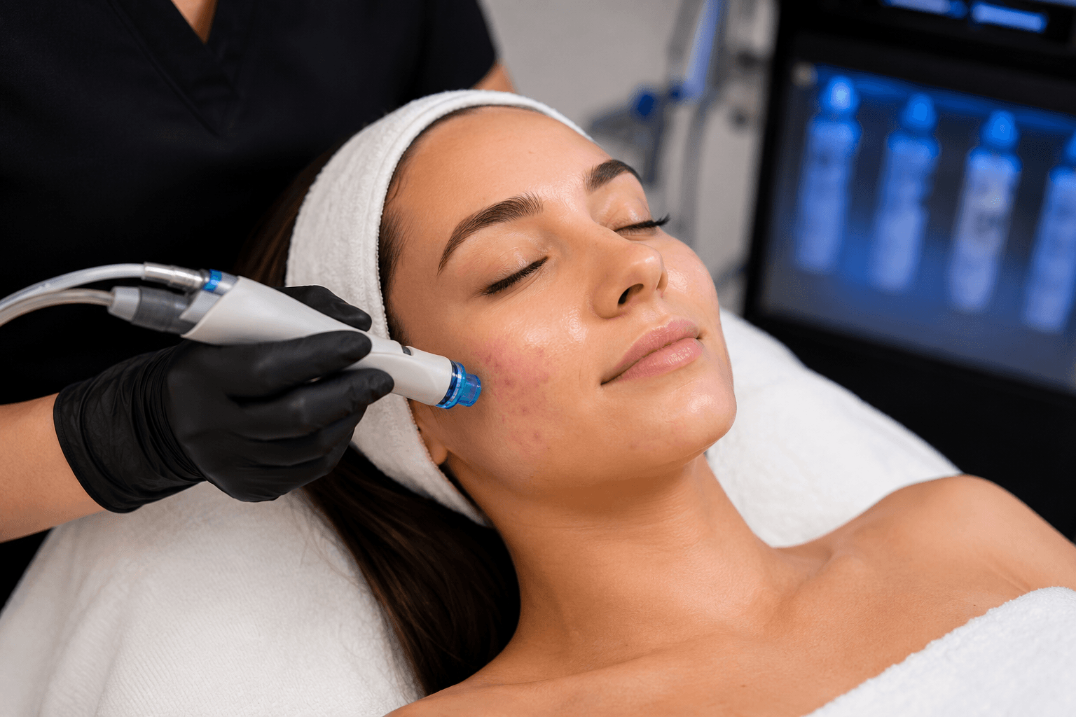 HydraFacial treatment for acne-prone skin in Winter Park, Florida spa setting