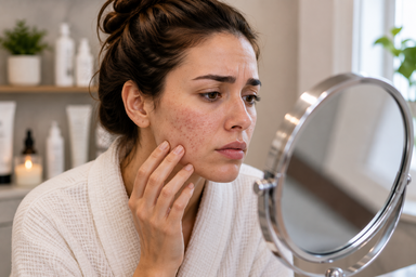 Microneedling treatment being performed to improve acne scarring and skin texture in Orlando, Florida