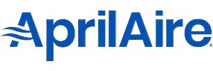 AprilAire logo in blue with stylized airflow lines.