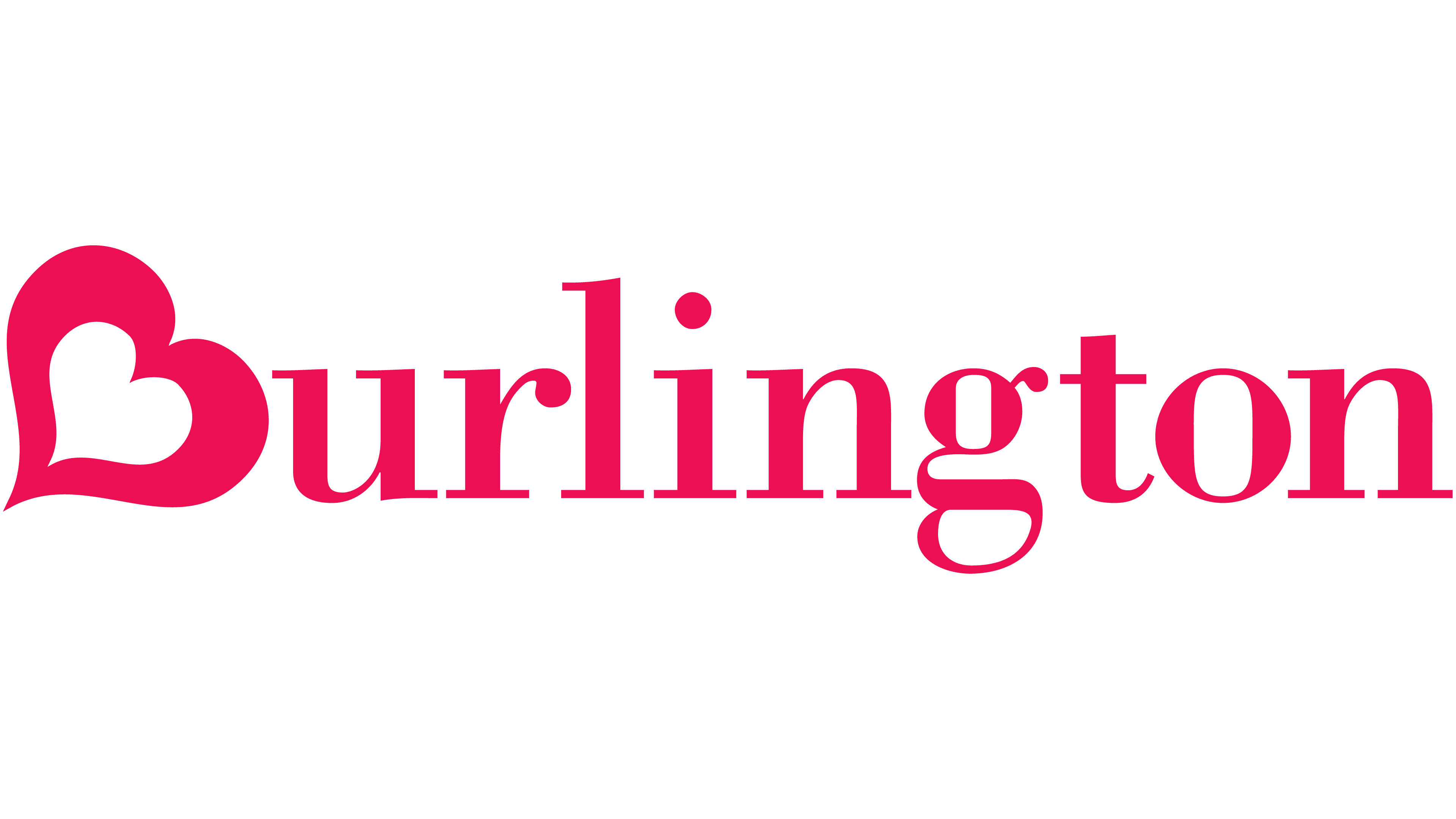 Burlington logo in red with a stylized heart shape forming the letter B.