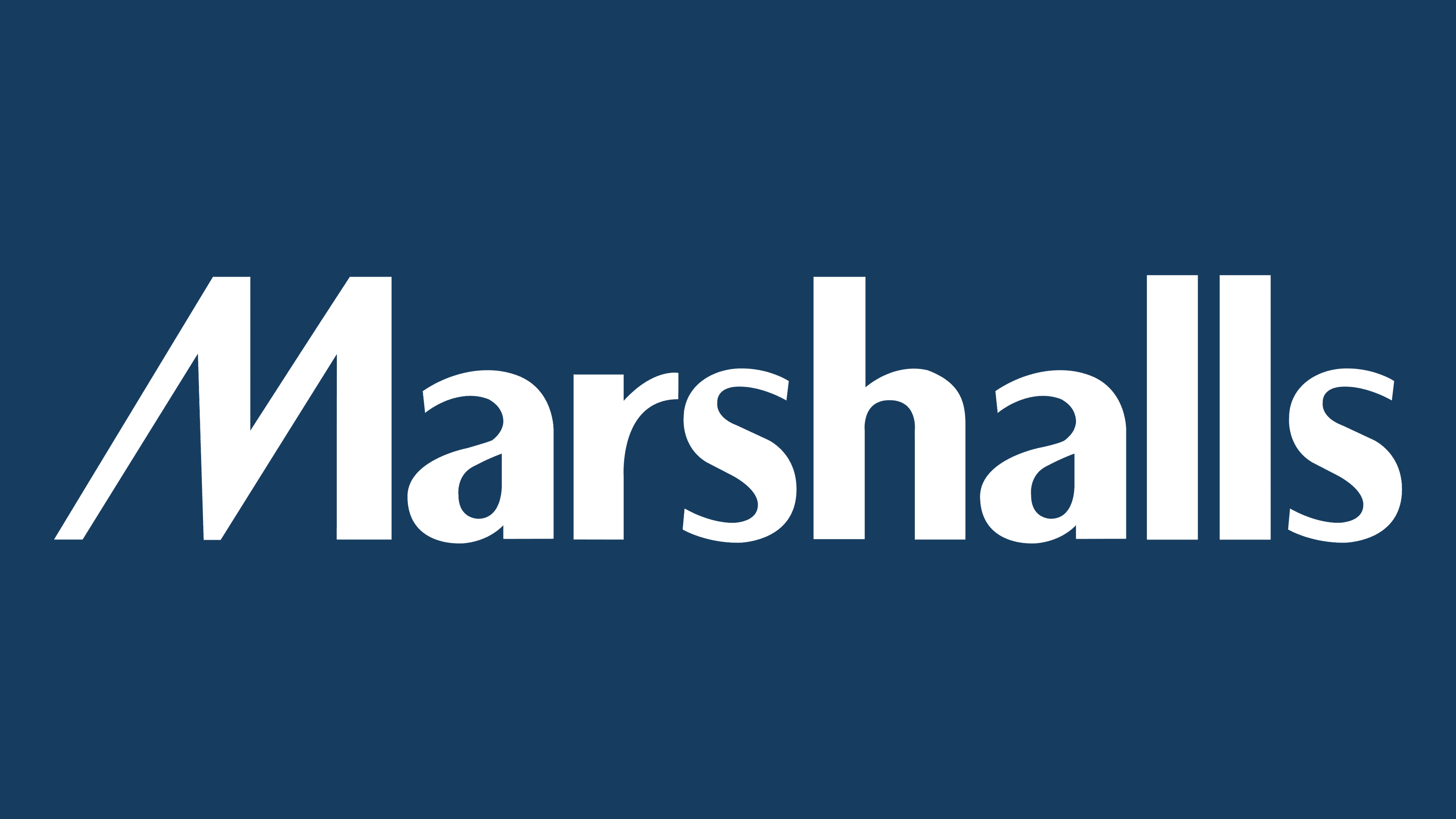 Marshalls brand logo with white text on a dark blue background.
