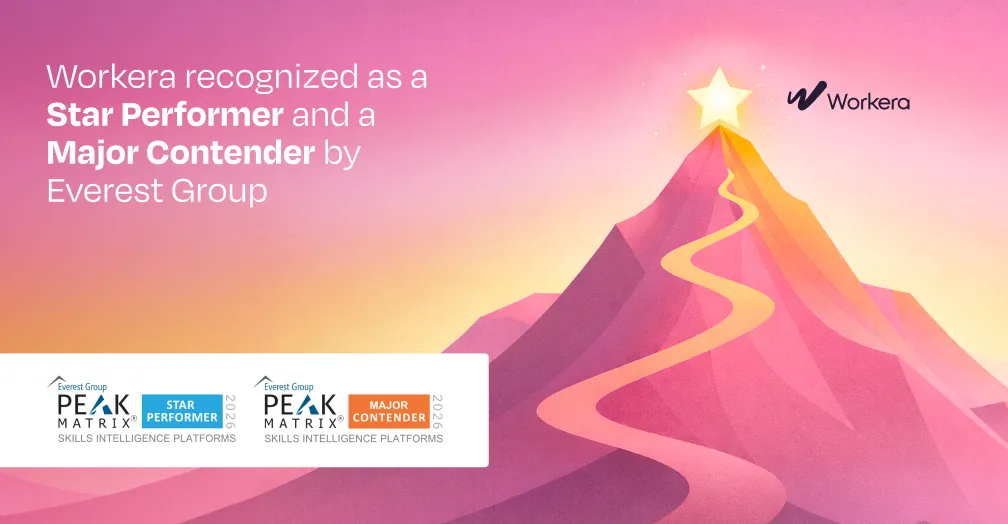 Everest Group PEAK Matrix 2026 badges naming Workera a Star Performer and Major Contender in Skills Intelligence Platforms