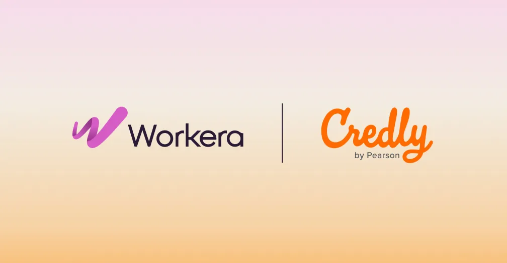 Workera and Credly by Pearson logos side by side, representing their partnership