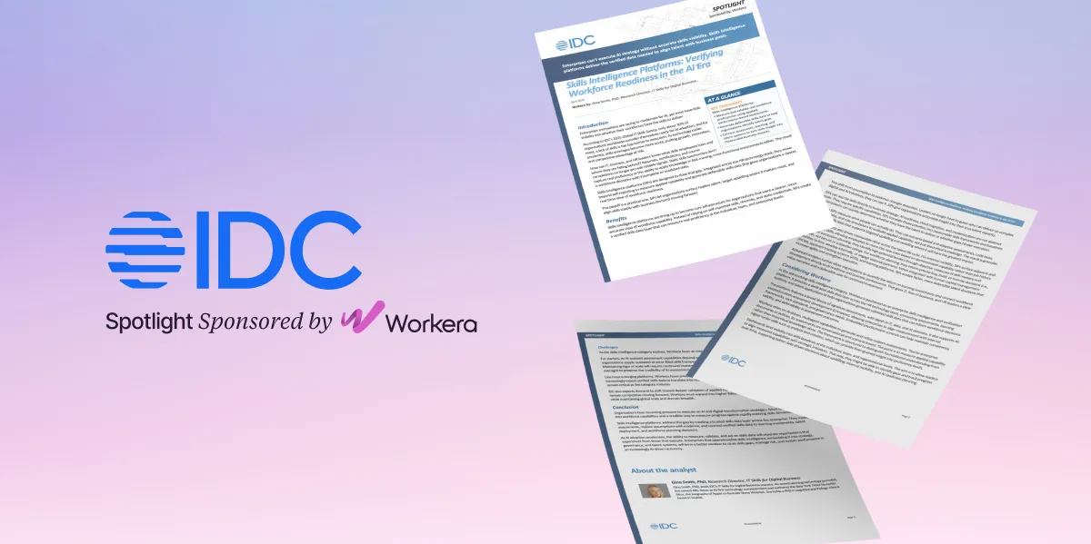 IDC Spotlight report sponsored by Workera, with preview pages.