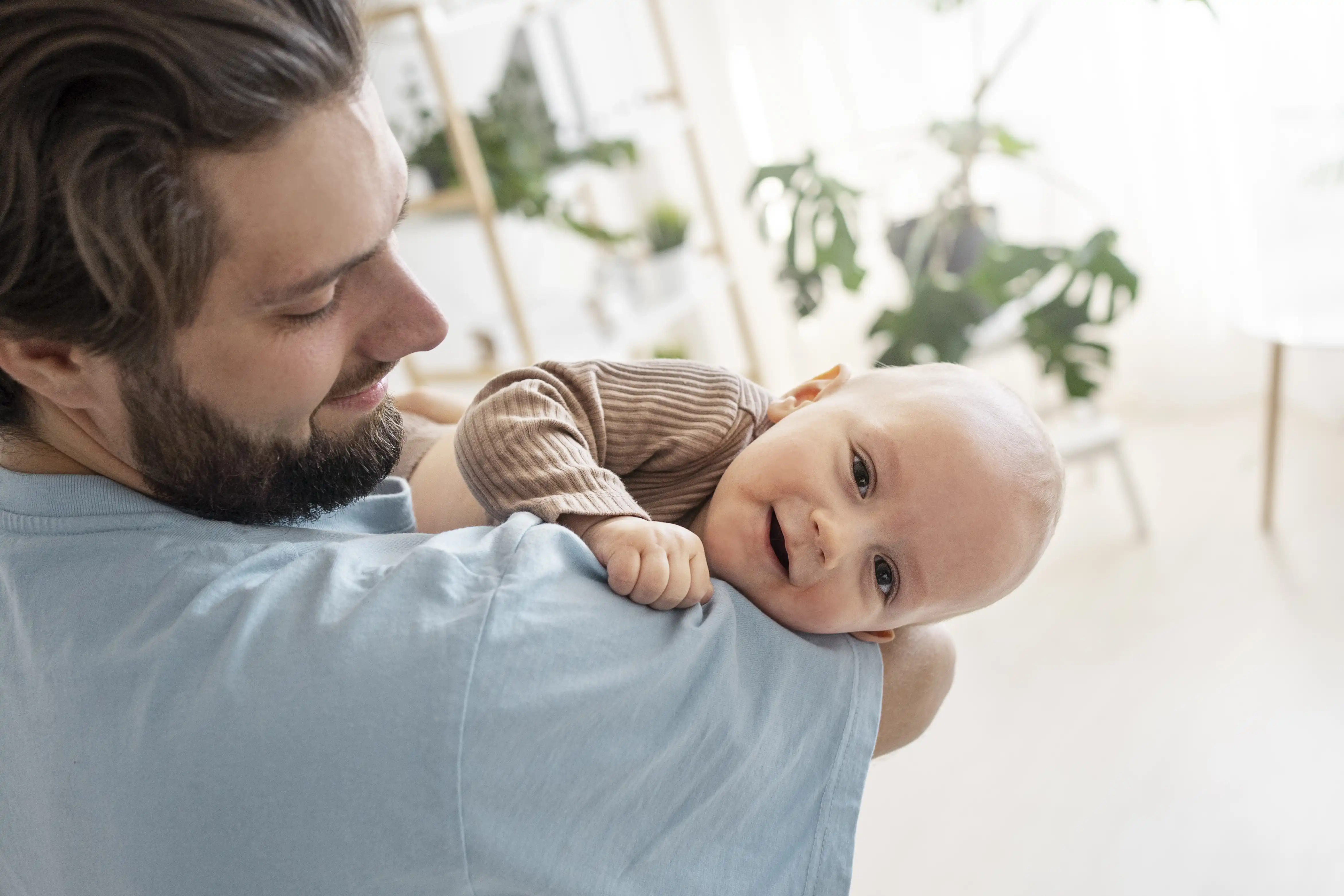 Father hugging his son