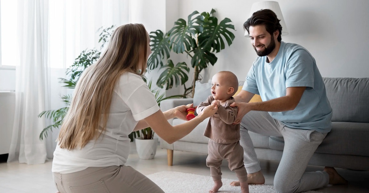 cute baby's first steps