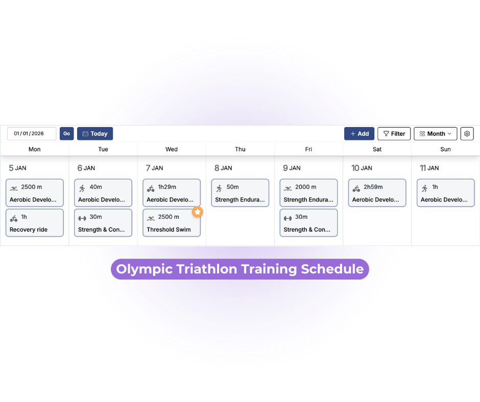Athletica AI coaching dashboard showing a personalized training plan, current fitness stats, recent goals, and coach feedback for the user named Harrison.