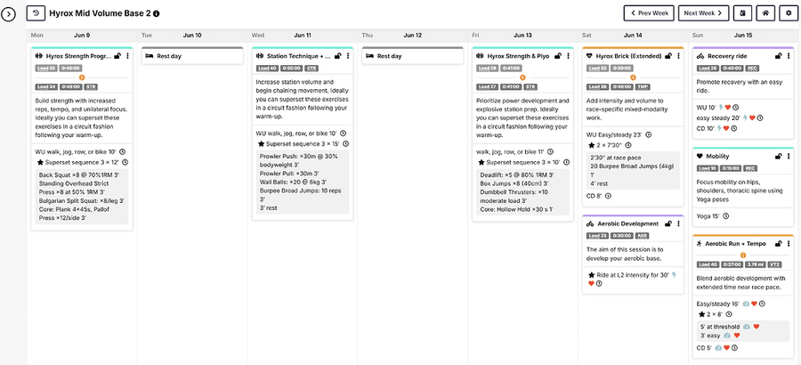 Selecting a HYROX race goal in Athletica's plan setup