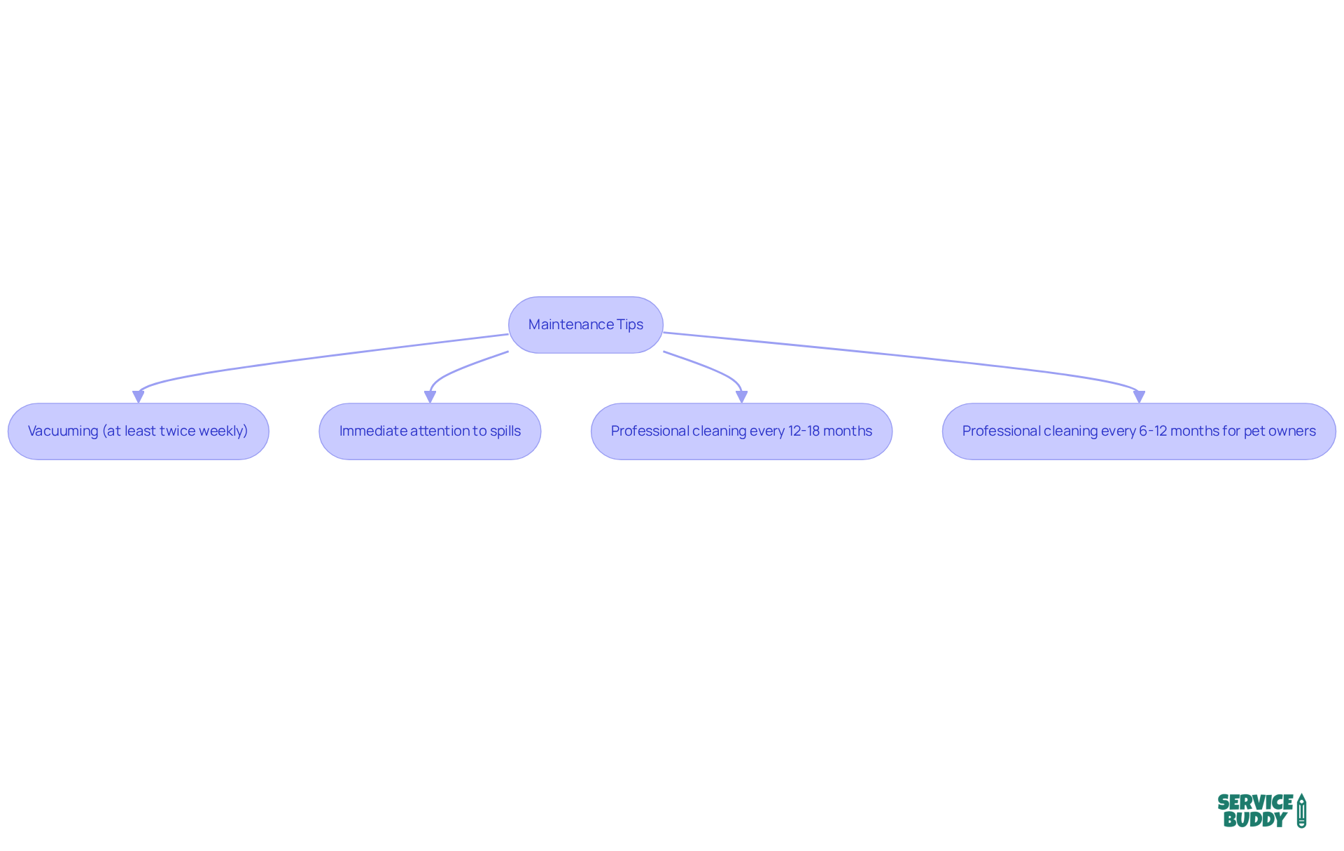 Follow the arrows to see the recommended steps for keeping your carpets vibrant and clean. Each box represents a specific action you should take at certain intervals. Follow the arrows to see the recommended steps for keeping your carpets vibrant and clean. Each box represents a specific action you should take at certain intervals.