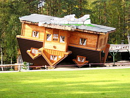 An 'upside-down house' in open-air museum, Szybmark, Poland. - NOT flipping houses. ;-)