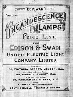 Edison & Swan price list 1893