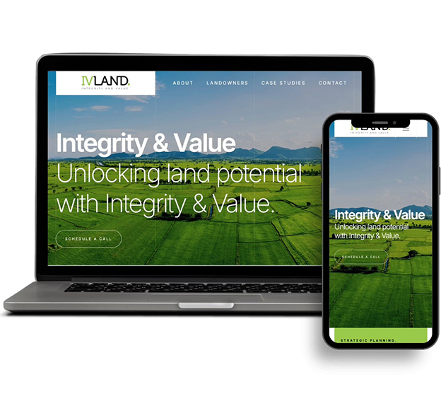 IVland website design showing land integrity and value, created with 5rv Digital’s seo specialist for property websites.
