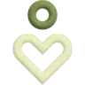 Green circular ring above a heart shape formed by gradient green colored lines.