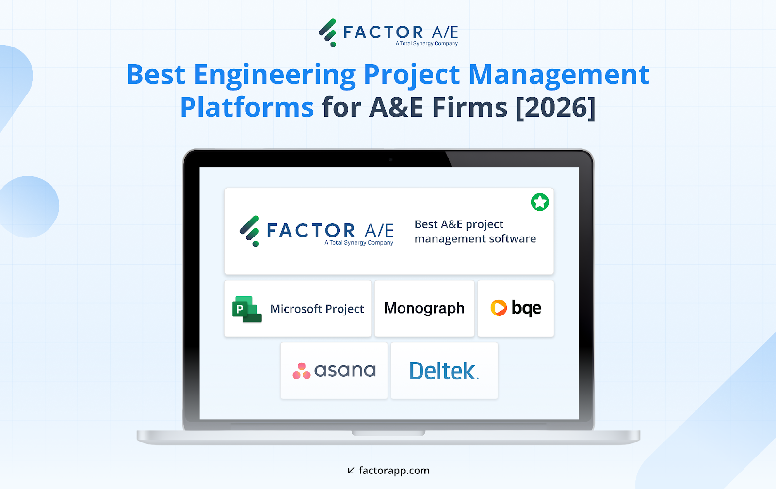 A list of six home engineering project management platforms, with Factor ranked number one