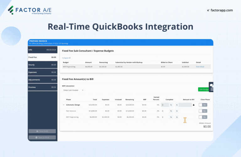 Graphic featuring Factor’s UI for Project Management