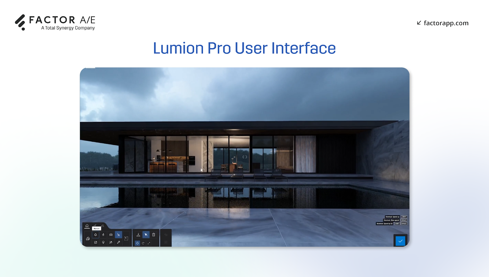 Screenshot showing the UI of Lumion Pro