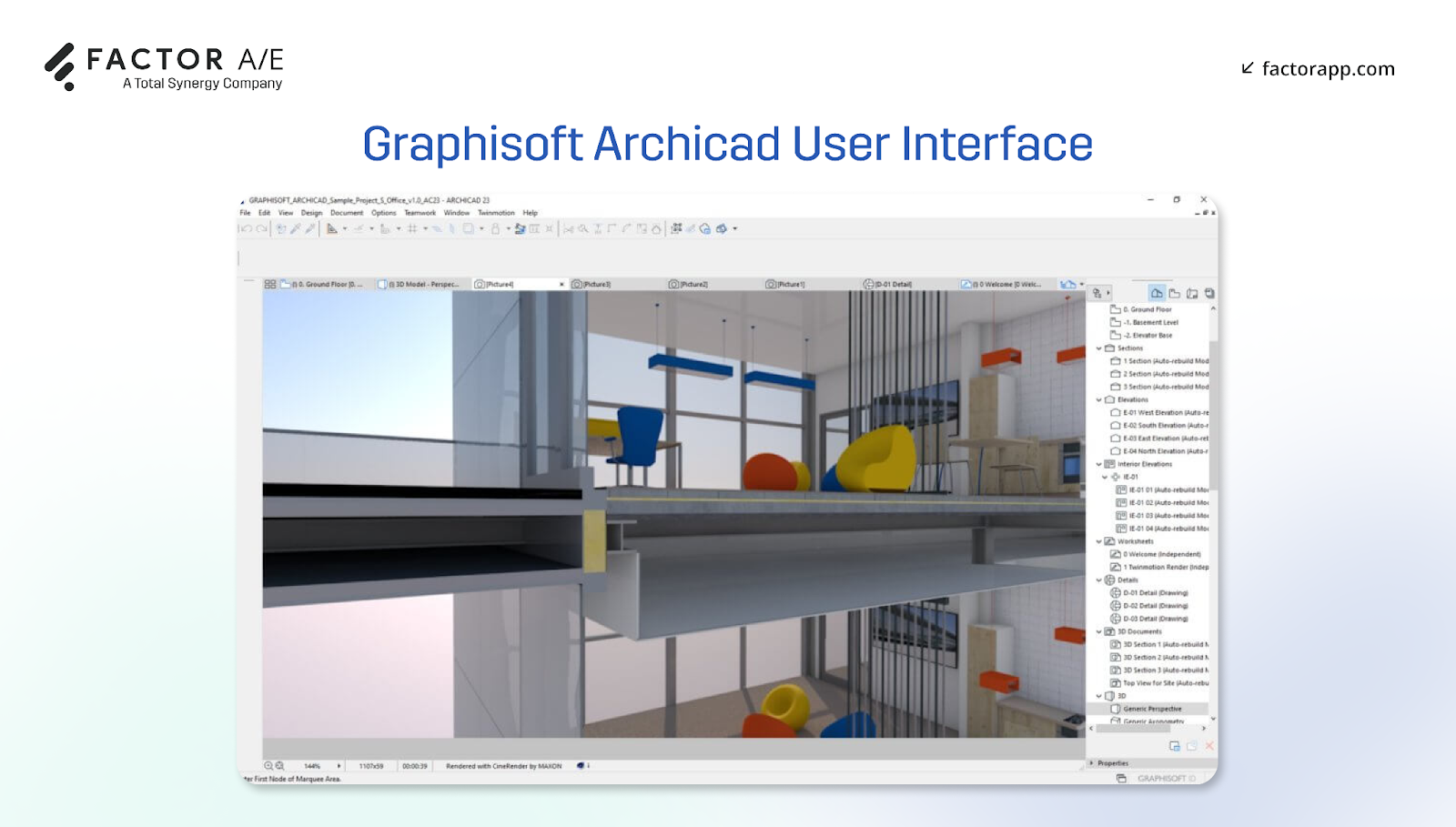 Screenshot showing the UI of Graphisoft Archicad