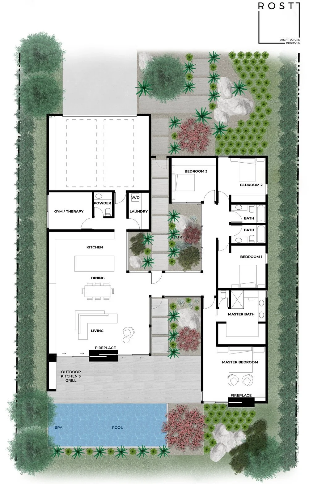 Rost Architects shows site plans, floor plans, and elevations