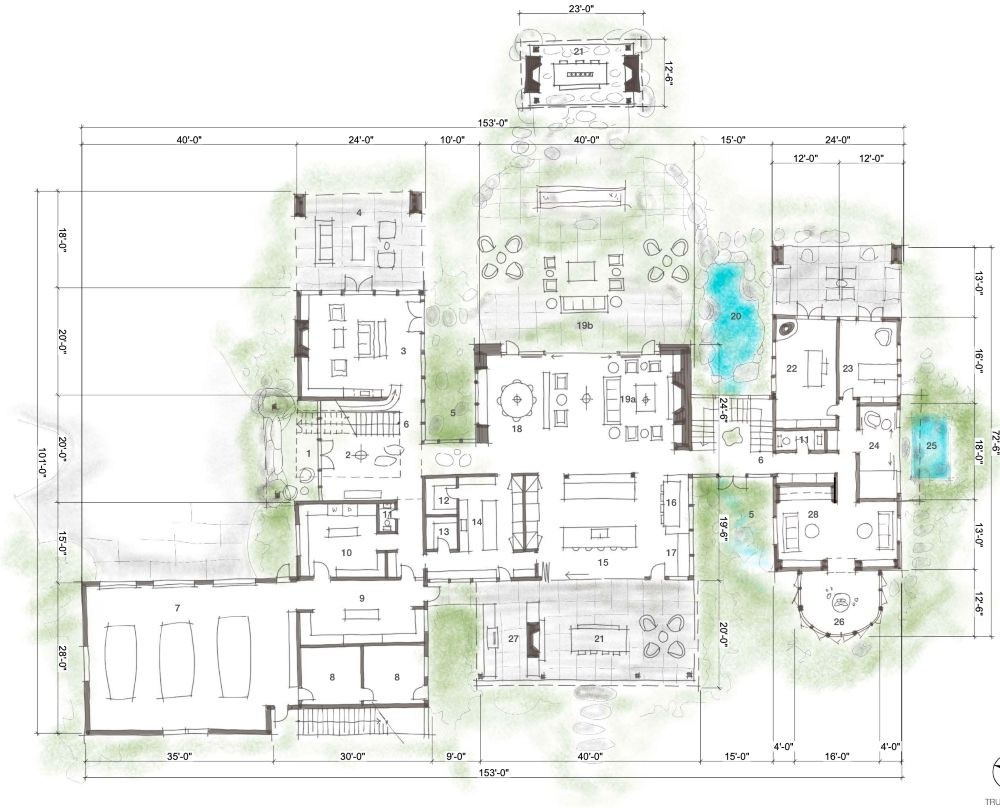 An image of schematic design for multi-room space