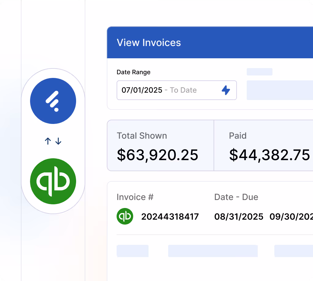 A screenshot showing Factor's integration with QuickBooks Online