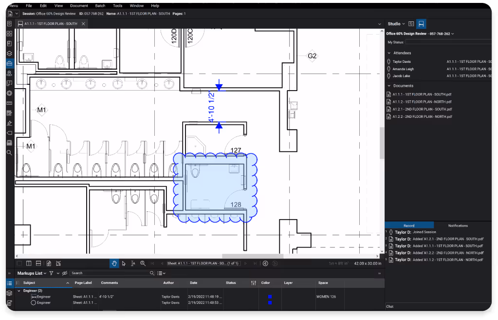 Screenshot of Bluebeam's collaboration tool