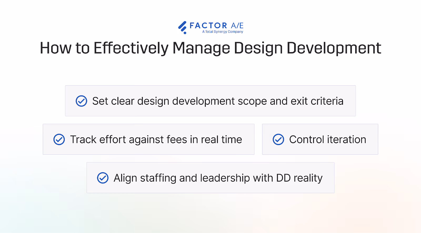 An image listing the 4 best practices to successfully navigate design development.