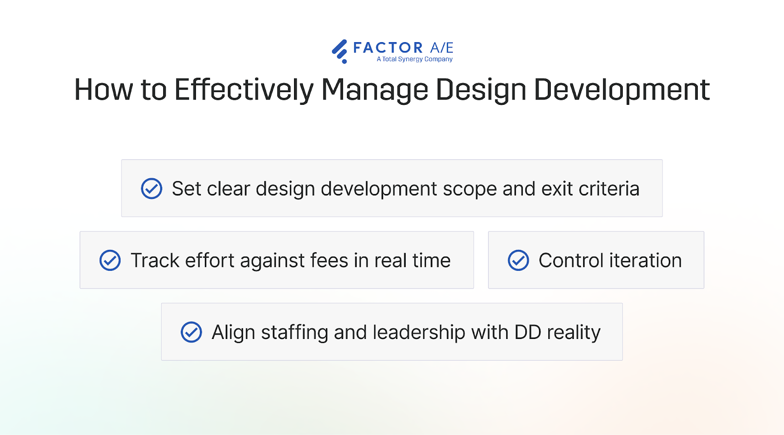 An image listing the 4 best practices to successfully navigate design development.