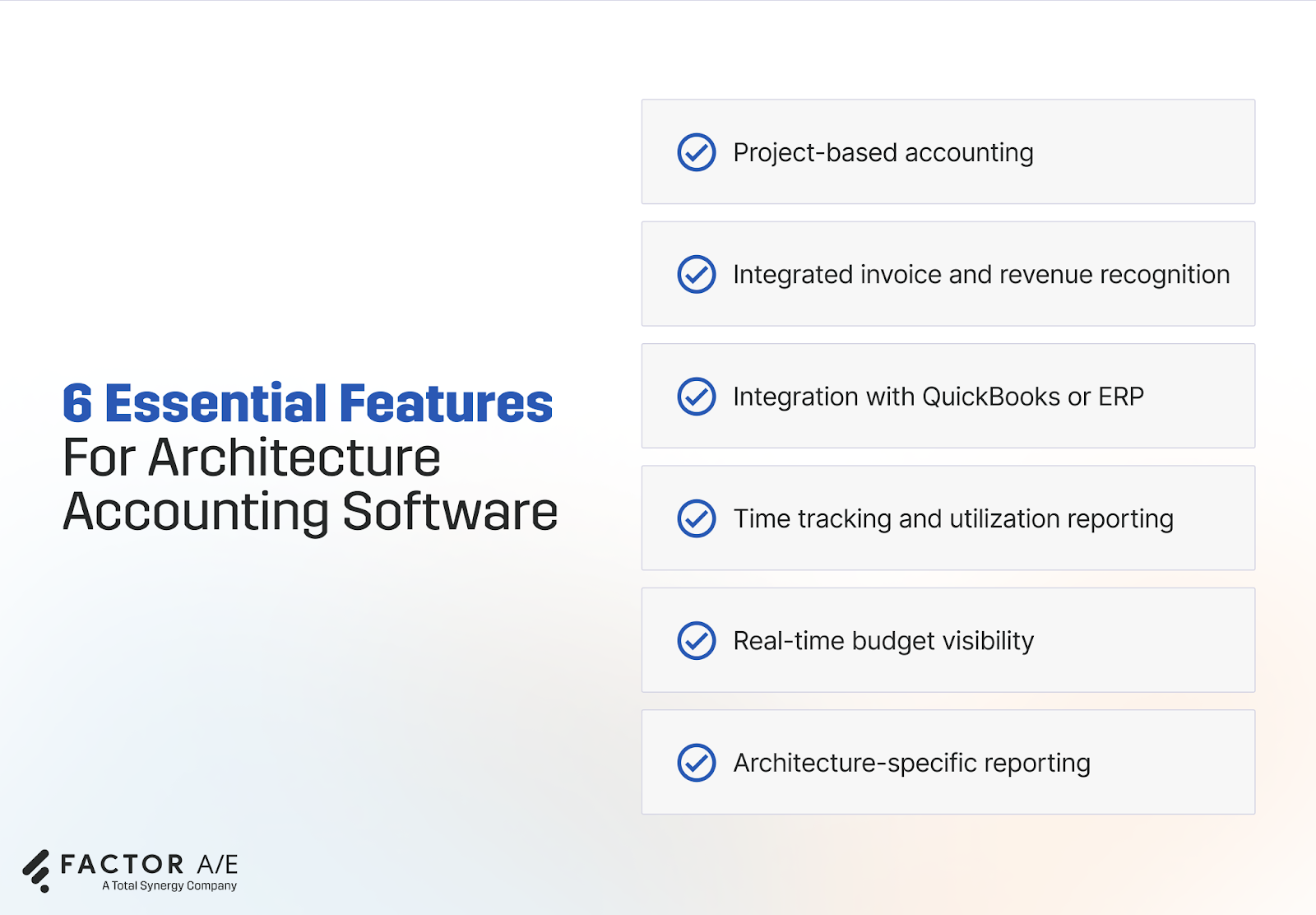 A list of 6 key features that accounting software for architects must have