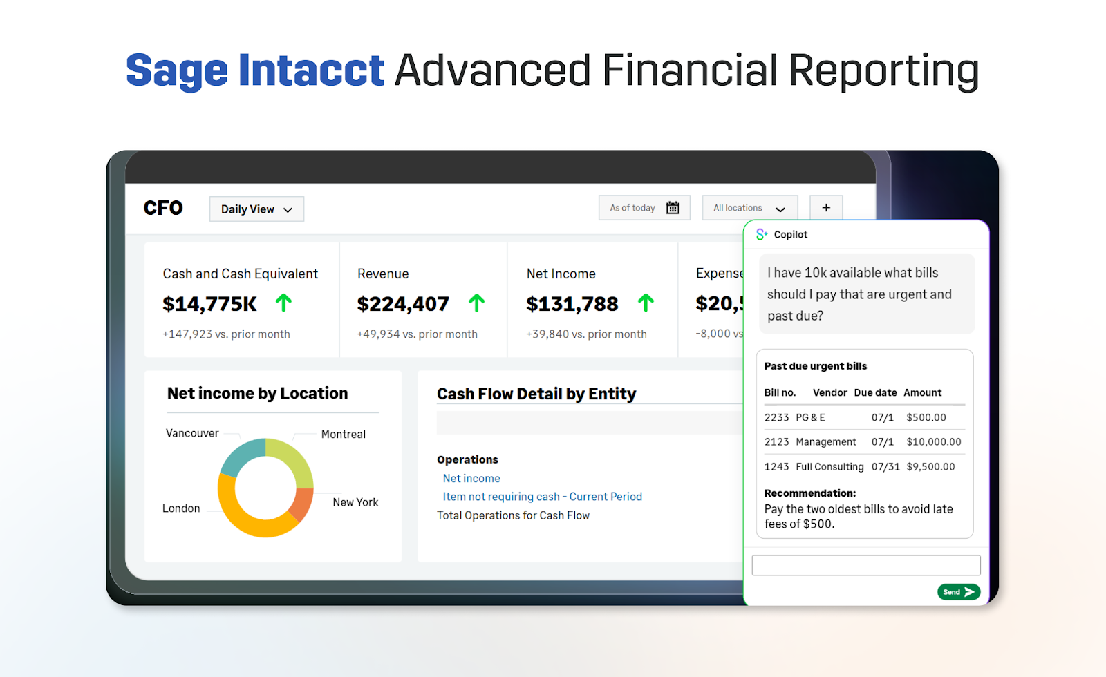 Screenshot showing Sage Intacct’s user interface