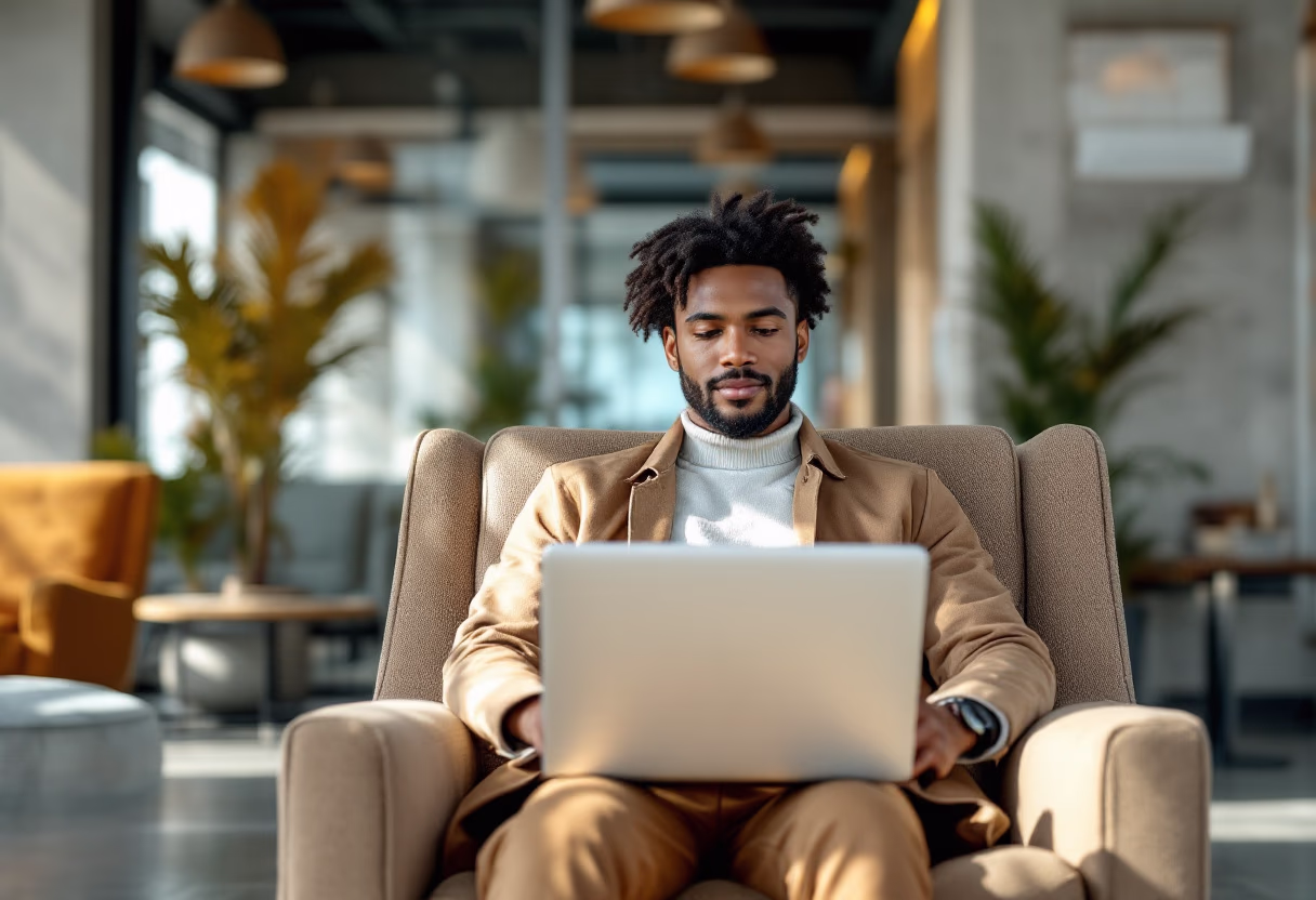 image of a traveler with a laptop