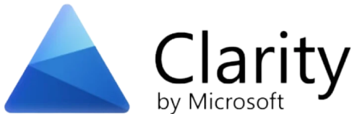 Logo Clarity de Microsoft avec un triangle bleu à gauche du texte.
