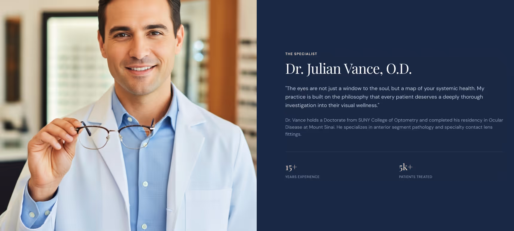 A desktop view of the doctor section of the Lumina Vision case study.