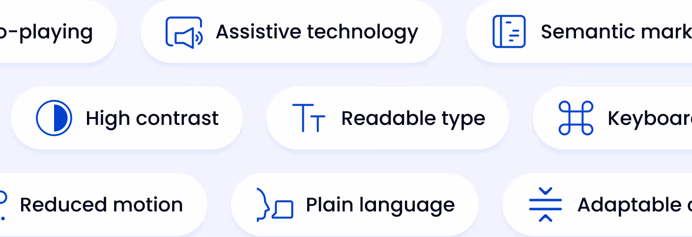 An image showing several ADA compliant types with icons.