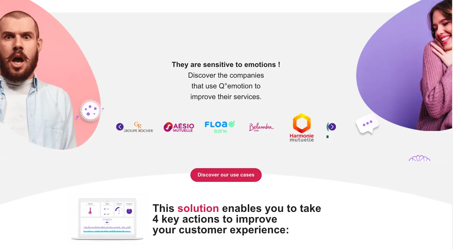 Home page di Qemotion sulla customer experience, caso cliente di prospezione B2B Oliverlist