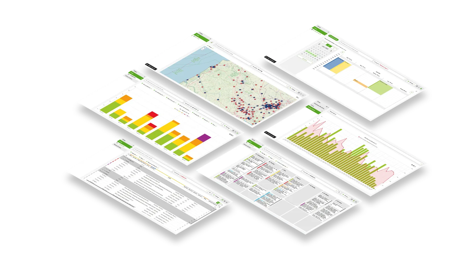 Dashboards and maps on tablets, visual for the INAGUA B2B prospecting case study
