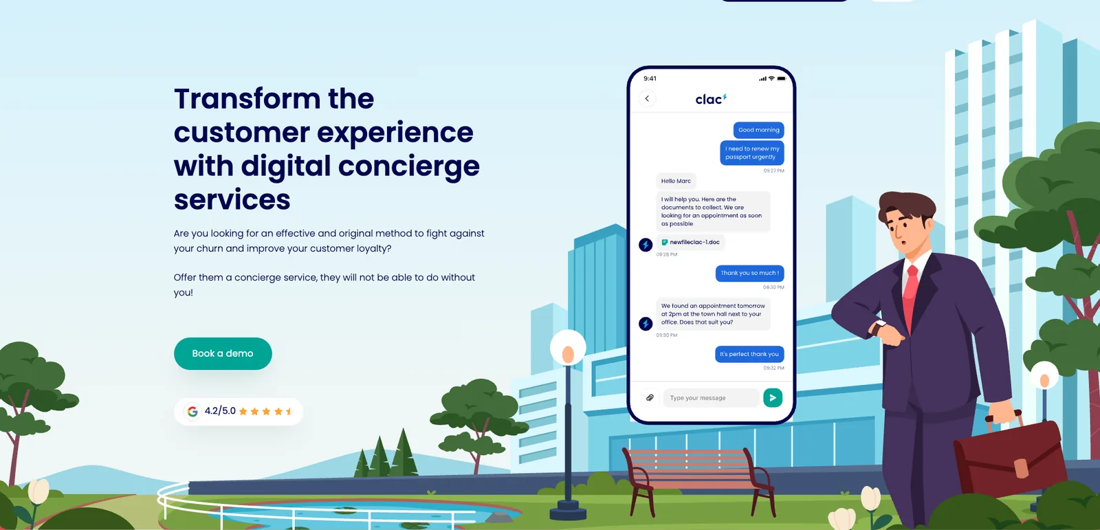Illustrazione dell'app di concierge Clac des Doigts, caso cliente di prospezione B2B