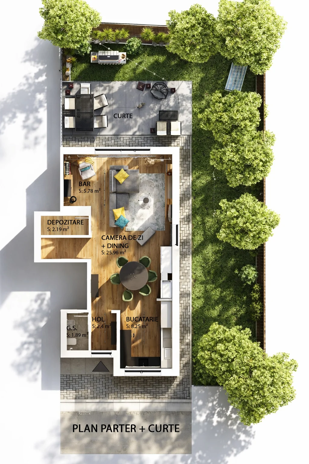 Vila Tip 2 – plan parter, Mobexpert Homes Pipera
