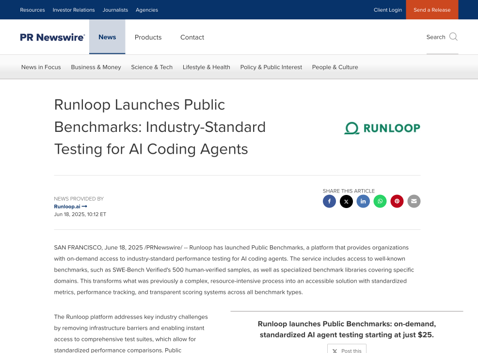 Runloop Launches Public Benchmarks for AI Coding Agents