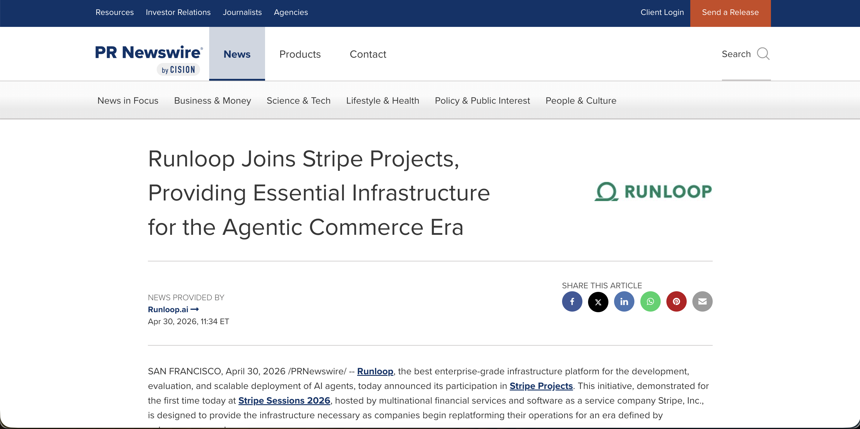 Runloop Joins Stripe Projects, Providing Essential Infrastructure for the Agentic Commerce Era