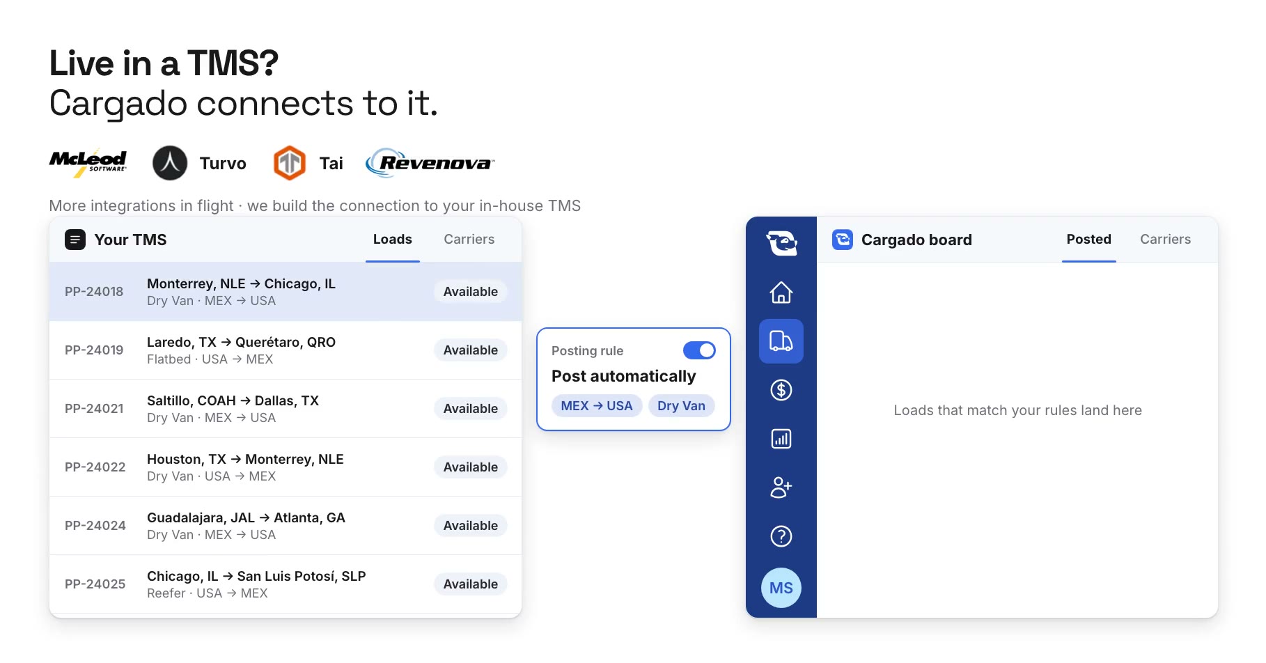 Connect your TMS: product clip