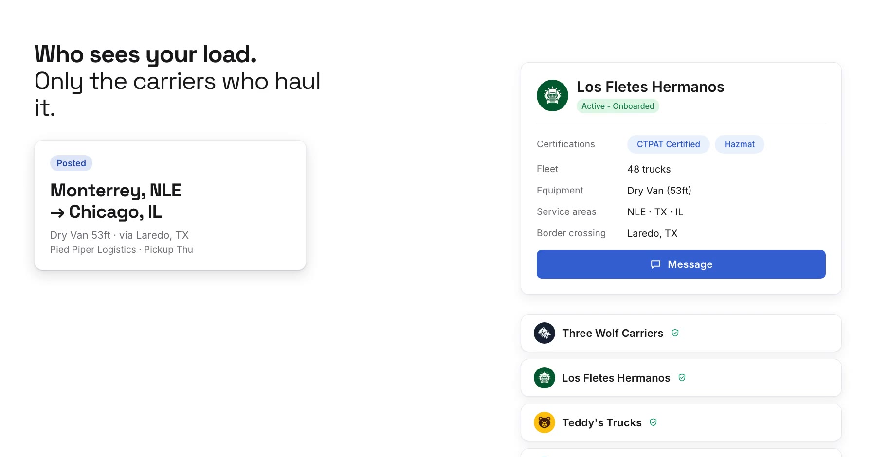 Get carriers and bids: product clip