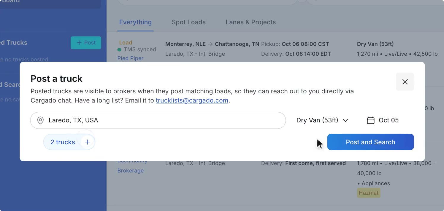 Post a truck: product clip