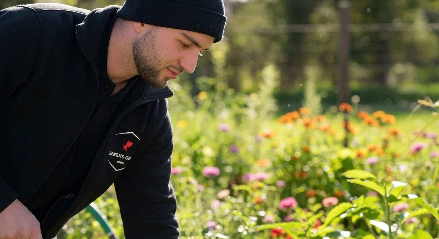 Bengji-Group Mitarbeiter bei der Gartenpflege in Wien
