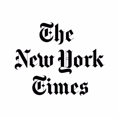 The New York Times logo in black Old English font on a white background.