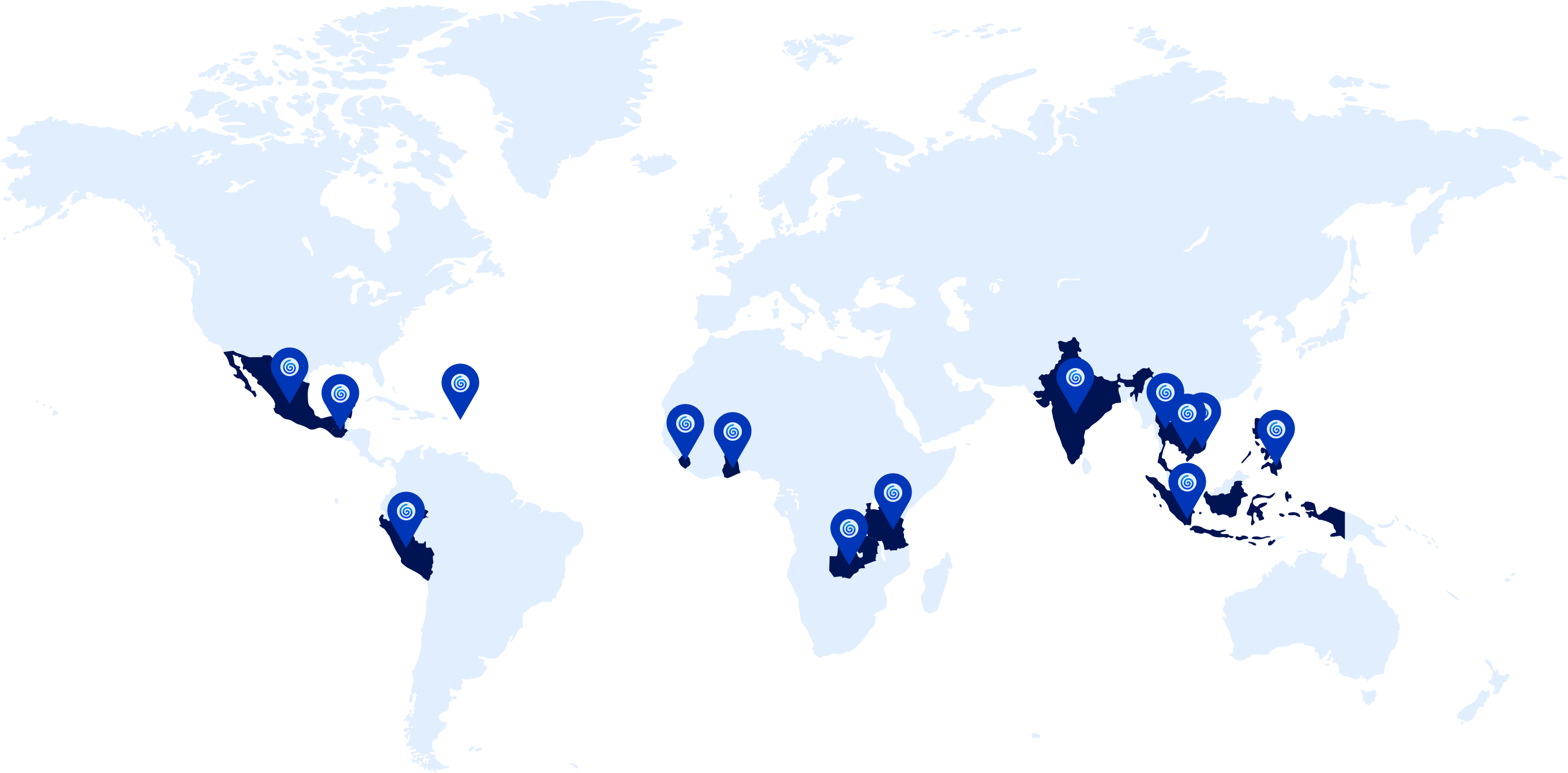 Image of a world map showing over 10 countries where Eddy has been used.