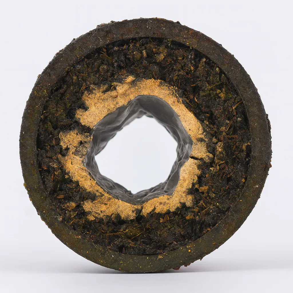 Cross-section of a pipe clogged with thick, dark mineral and dirt buildup.